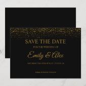 moderne Black & Gold Glitter Save The Date Kaart (Voorkant / Achterkant)