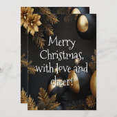 Moderne Black & Gold Kerstversiering Typografie Feestdagenkaart (Voorkant / Achterkant)