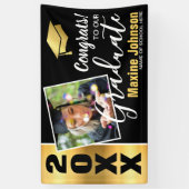 Moderne Black & Gold Klas van 2026 Foto Afstuderen Spandoek (Verticaal)