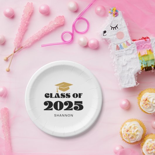 Moderne Black Gold-klasse van 2025 Papieren Bordje (Feest)