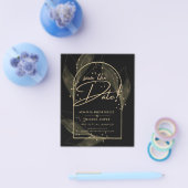 Moderne Black Gold Leaves Trouwkaart Save The Date Flyer (Enkel)