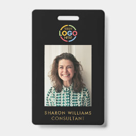 Moderne Black Gold Minimalist werknemer Foto-ID Badge