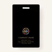 Moderne Black Gold Minimalist werknemer Foto-ID Badge (Achterkant)