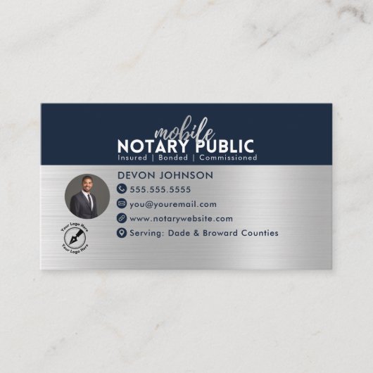 Moderne Black Gold Mobile Notaris Openbare QR-code Visitekaartje (Voorkant)