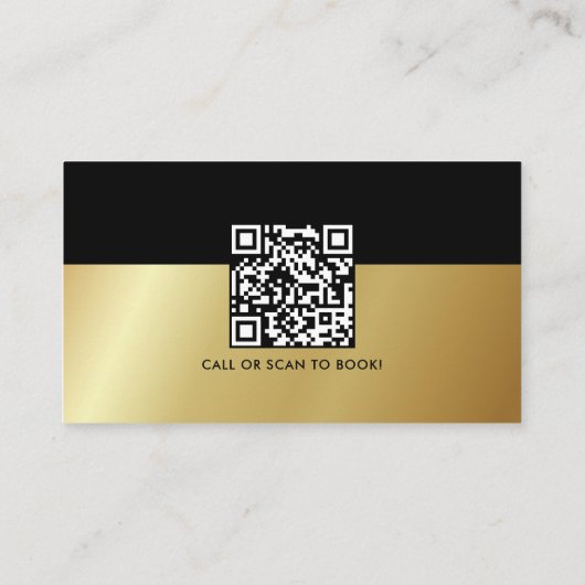 Moderne Black Gold Mobile Notaris Openbare QR-code Visitekaartje (Achterkant)