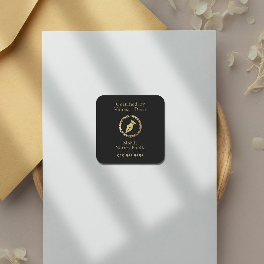 Moderne Black & Gold Notary Pen Gecertificeerd doo Vierkante Sticker