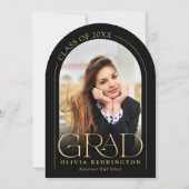 Moderne Black Gold Photo Arch Afstudeerfeest Kaart (Voorkant)