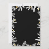 Moderne Black & Gold Pine en Berries Vakantie Part Kaart (Achterkant)