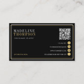 Moderne Black Gold Typografie QR-code Visitekaartje (Achterkant)