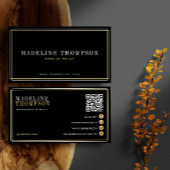 Moderne Black Gold Typografie QR-code Visitekaartje