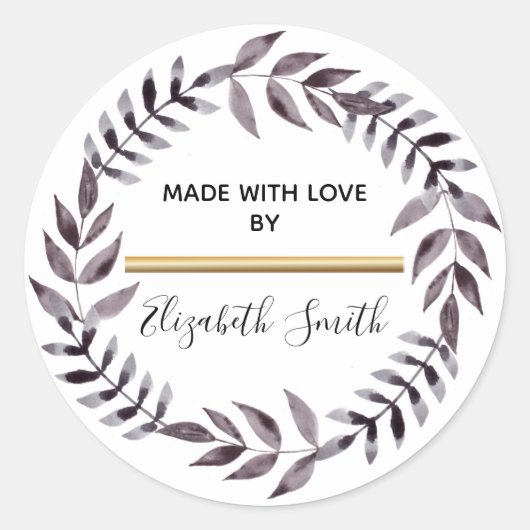 Moderne Black & Gold vakantiekrans gemaakt door Ronde Sticker (Voorkant)