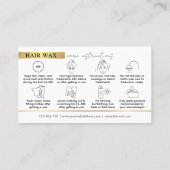 Moderne Black & Gold Waxing Nazorg Instructies Visitekaartje (Achterkant)
