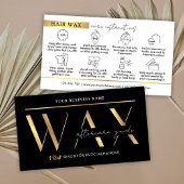 Moderne Black & Gold Waxing Nazorg Instructies Visitekaartje