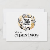 Moderne Black Gold Wreath Christmas Business Feestdagenkaart (Voorkant)