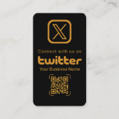 Moderne Black Gold X Logo Twitter QR Code Visitekaartje (Voorkant)