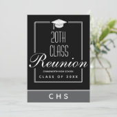 Moderne Black Grey 20e klasse reünie Kaart (Staand voorkant)
