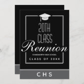 Moderne Black Grey 20e klasse reünie Kaart (Voorkant / Achterkant)