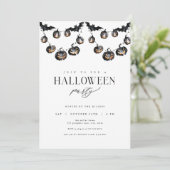 Moderne Black Halloween Party Uitnodiging (Staand voorkant)