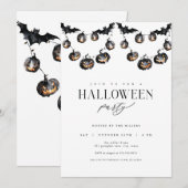 Moderne Black Halloween Party Uitnodiging (Voorkant / Achterkant)