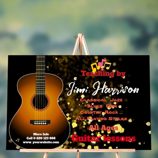 Moderne Black Horz Gitaarlessen Acryl Teken Acryl Bord (Neutraal)