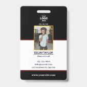 Moderne Black ID Kaart met Foto & Logo Badge (Voorkant)