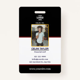 Moderne Black ID Kaart met Foto & Logo Badge