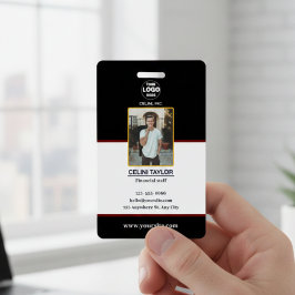 Moderne Black ID Kaart met Foto & Logo Badge
