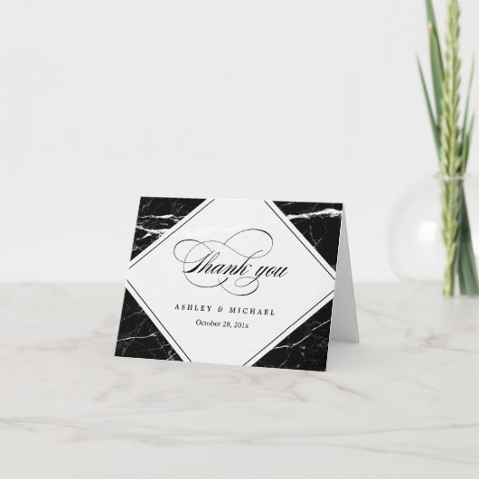 Moderne Black Marble Texture Dank u Bedankkaart (Voorkant)
