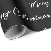Moderne Black Merry-kerstcadeautjes Cadeaupapier (Rol Hoek)