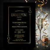 Moderne Black met Gold Lijst Engagement Party Kaart