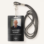 Moderne Black Metal-werknemer foto-id Badge (Voorkant met draagriem)