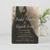 Moderne Black & Peach Glow Glam Bruid Bruidsfeest Kaart (Staand voorkant)