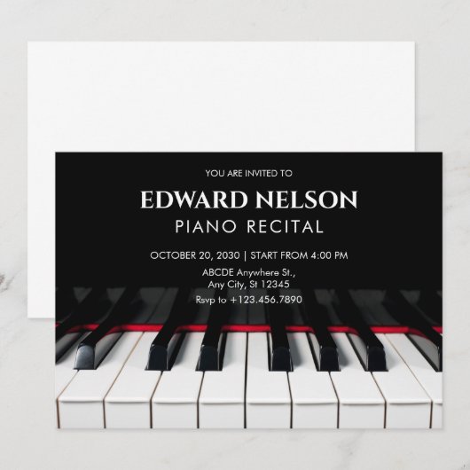 Moderne Black Piano toetsen muziek recital Kaart (Voorkant / Achterkant)