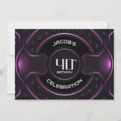 Moderne Black Pink 40e verjaardagsfeestje Kaart (Achterkant)