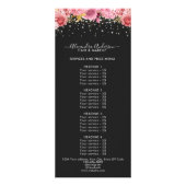 Moderne Black Pink Bloem Diamonds Glitter Prijs Reclamekaart (Voorkant)