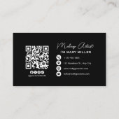 Moderne Black & Pink Glitter Drips QR Code Make-up Visitekaartje (Achterkant)