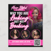 Moderne Black & Pink Kapsalon Foto Afspraak Flyer (Voorkant)