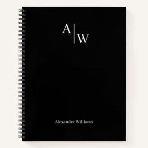 Moderne Black Professional 2 Monogram Initiaal Bas Notitieboek