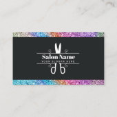 Moderne Black & Rainbow Glitter Salon Boeking Afsprakenkaartje (Achterkant)