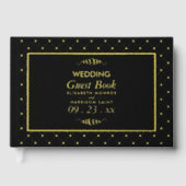 Moderne Black & Real Gold Folie Wedding Gastenboek (Voorkant)