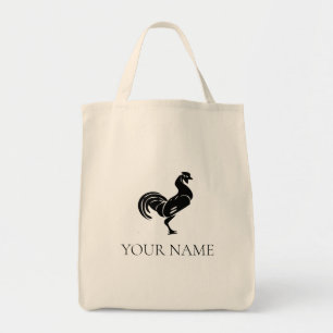 Moderne Black Rooster Logo Canvas tas