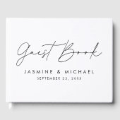 Moderne Black Script Fotobruiloft Gastenboek (Voorkant)