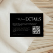Moderne Black Script QR Code Wedding Informatiekaartje