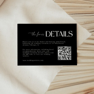 Moderne Black Script QR Code Wedding Informatiekaartje