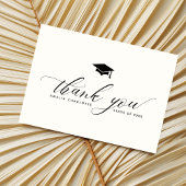 Moderne Black Script Typography Graduation Party Bedankkaart