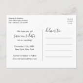 Moderne Black Script Weddenschap BEWAAR DATUM MET  Aankondigingskaart (Achterkant)