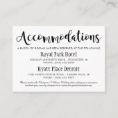 Moderne Black Script Wedding Accommodations Informatiekaartje (Voorkant)