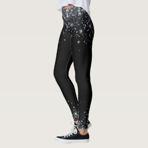 Moderne Black & Silver Glitter Leggings
