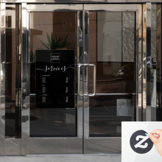 Moderne Black Spa Salon Service Menu Custom Logo Raamsticker (Kantoordeur)