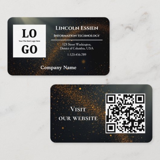 Moderne Black Star Aangepast Logo en QR Code Visitekaartje (Voorkant / Achterkant)
